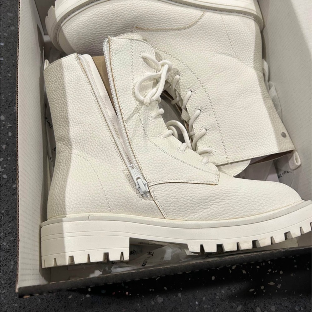 Matt & Nat Cream Lace-Up Combat Boots